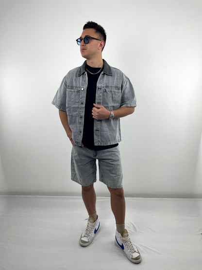 Coordinato Jeans Corto Grigio