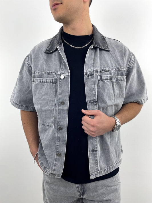 Coordinato Jeans Corto Grigio